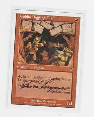 Magic the Gathering ~ Goblin Digging Team ~ M/NM ~7th Ed. ~  Signed by Artist #3