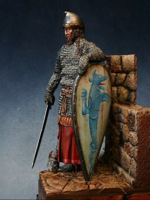 1/24 Scale 75mm Medieval Norman Knight Miniature Resin Figure with Heraldic