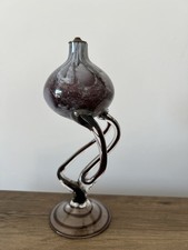 Vintage Polish Jozefina Krosno Art Glass Oil Lamp jellyfish design