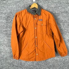 Patagonia Jacket Kids XL 14 Orange Insulated Isthmus Quilted Snap Front Coat