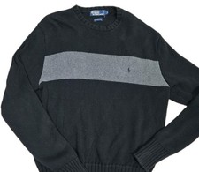 Polo Ralph Lauren Mens Cotton Knit Pullover Crew Neck Stripe Sweater Fisherman