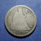 1874 w/arrows Liberty Seated Dime  Good
