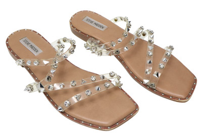 STEVE MADDEN Shoes Damen (US) 10 Jeweled Studded Clear Strappy Flat Sandals