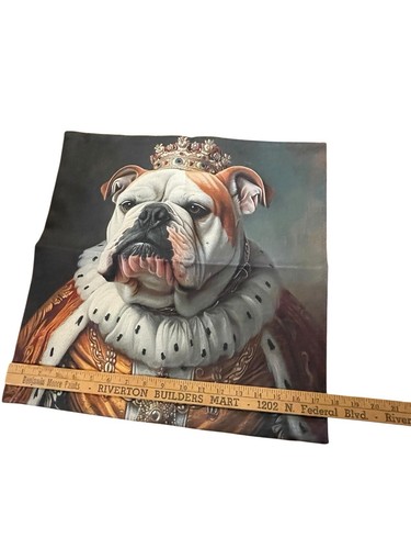 Englische Bulldogge Kissenbezug King Royalty 17,5 Zoll quadratischer Reißverschluss süß! Queen - Bild 3 von 6