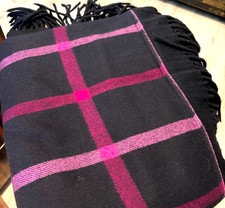 Cranberry Colored Plaid Twill Throw/Shawl/Wrap