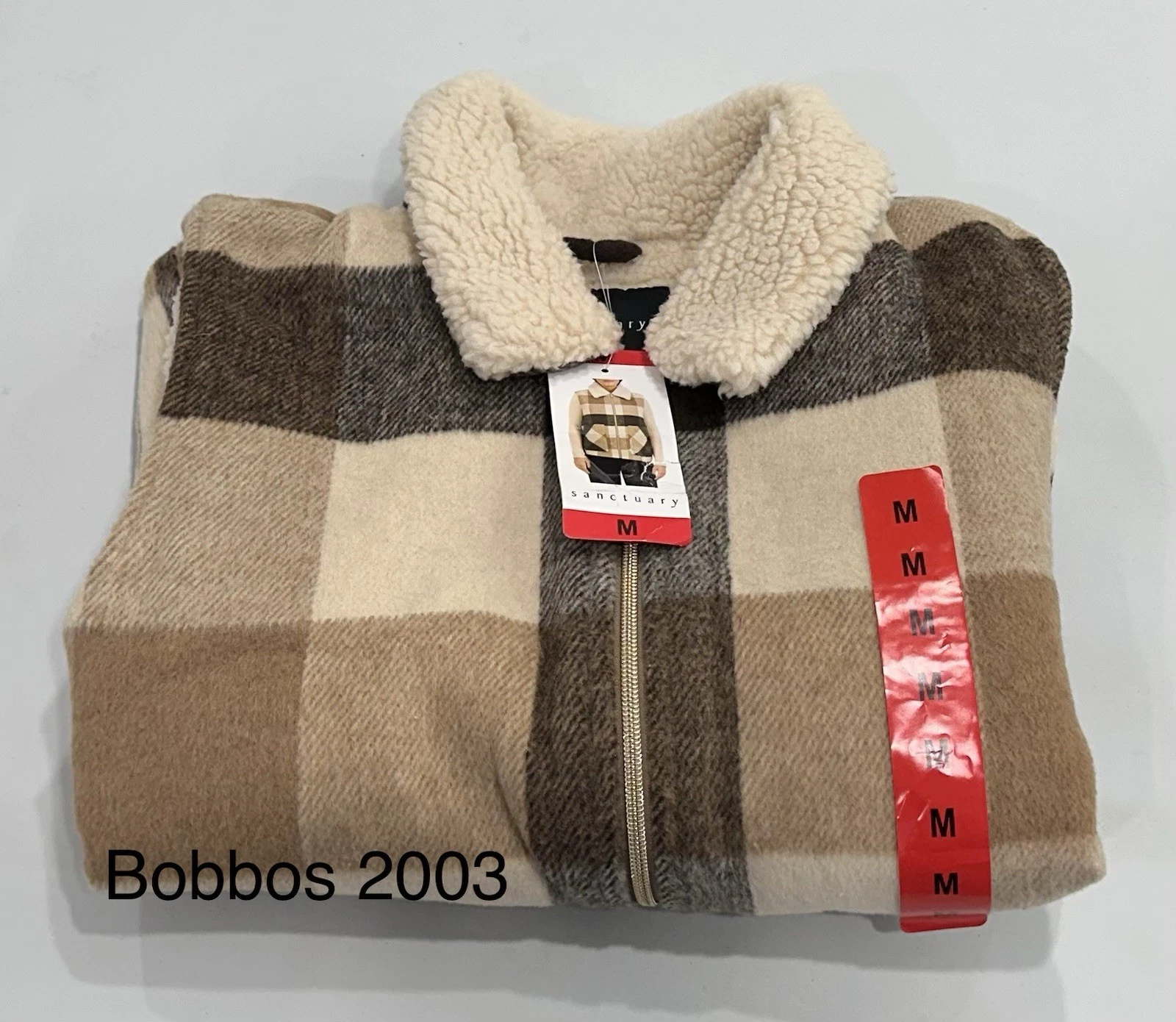 Sanctuary Women's Mixed Media Vest, Brown Plaid, Size M