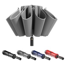 MJOFFIN Travel Inverted Umbrella, Windproof Automatic Umbrellas Large, Grey