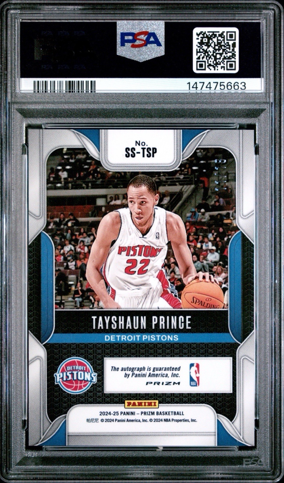 Tayshaun Prince 2024 Prizm Sensational Lotus Flower Auto #11/18 PSA 10 #SS-TSP view 2