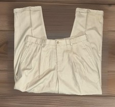 Dockers Premium 36X30 Beige Pants Pleated Front Rolled Cuffs Slacks