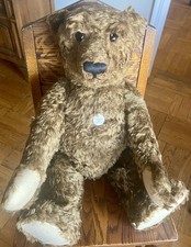 VTG Huge Steiff Ean 406010 Teddy 1907 Bear 70cm Excellent Clean Dk Brown Mohair