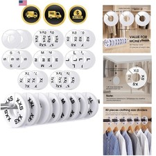 80 Pcs Clothing Size Dividers Retail Round Closet Size Dividers Hangers Plast...