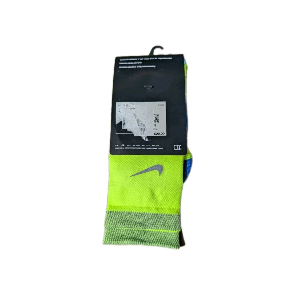 1 par de calcetines para correr Nike Spark acolchados amarillo neón Lg 10-11,5 Foto 2 de 2