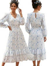 BY THE RIVER x ANTHROPOLOGIE Floral Print Boho Peairie Midi Dress - Size S