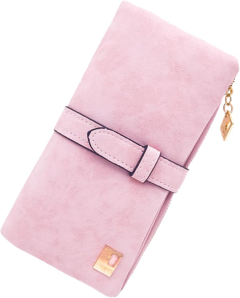 FuninCrea Damen GeldböRse, PU Leder Lange Bifold Portemonnaie, Groß Mit ReißVers-image