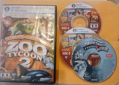 Ultimate Collection Zoo Tycoon 2 PC /Disc 2 +3 ONLY + Rollercoaster Tycoon 3 Pla