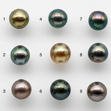 10-11mm Tahitian Pearl Near Round in Natural Multi-Color with High Luster, One