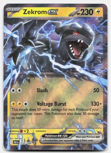 Zekrom ex 034/086 SV: Black Bolt Double Rare Holofoil Near Mint Pokemon TCG