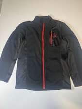Spyder Full Zip Jacket Youth XL 18/20 Black Red Fleece Performance Jacket