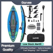 One Person Inflatable Kayak Fishing Padded Seat 3 Fins Pump Repair Kit Carry Bag