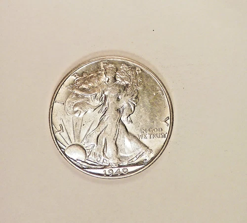 1940-S Walking Liberty Half Dollar, grades AU, Lots of Luster.