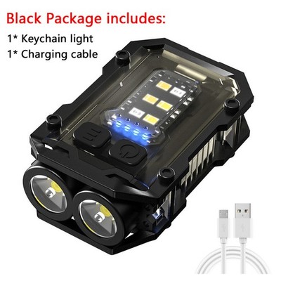 Multi-function Mini Keychain LED Flashlight USB Rechargeable Portable Torch