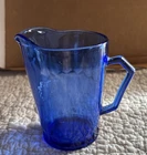 Depression Glass Blue Cobalt Shirley Temple Mini Pitcher 4 1/2”