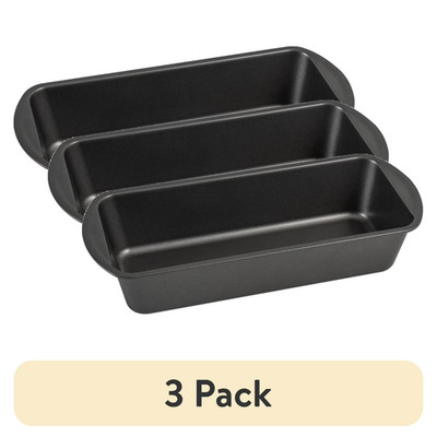 Mainstays 3 Pack Nonstick Bread Loaf Pans 12 x 5 in Gray Carbon Steel Baking