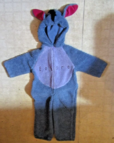 Vintage Disney Store Eeyore Costume Kids Children 4 6 8 Faux Sherpa Halloween
