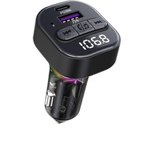 Bluetooth FM Transmitter Car Adapter with Type-C PD 30W and USB Charger