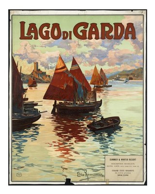 Lago Di Garda Vintage Reiseplakat Wandkunst Seeszene Poster Wandkunst
