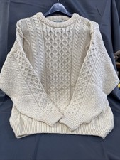 Vintage  Aran Crafts  Crew Neck Fisherman Sweater  100 Wool  Ireland  Med