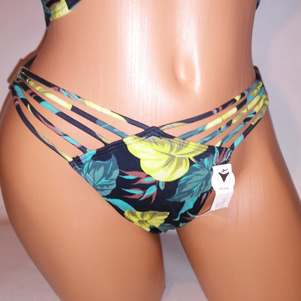 Bikini de natación Victoria Secret 32D Top XS inferior bomba push up negro verde nuevo Foto 4 de 4