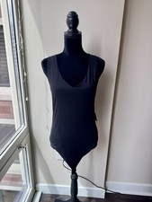 Express Body Contour Women's Black V-Neck Thong Bodysuit Size L NWT