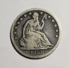 1858-S Seated Liberty Half Dollar Beautiful Original Coin - Tough Date - As Pic