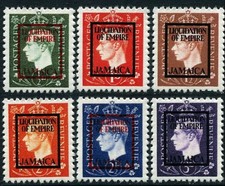 W29-7. 1944 NAZI Propaganda Empire Liquidation Jamaica Set Reproduction Stamp sv