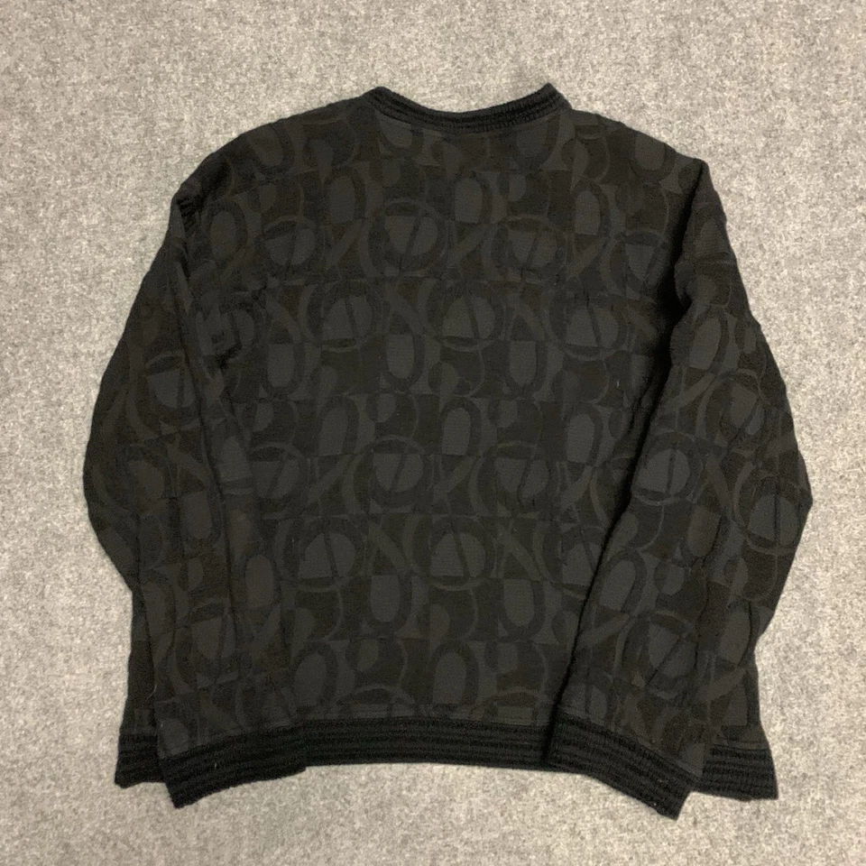 Suéter masculino vintage Jhane Barnes M médio abstrato geométrico jacquard algodão - Imagem 2 de 4