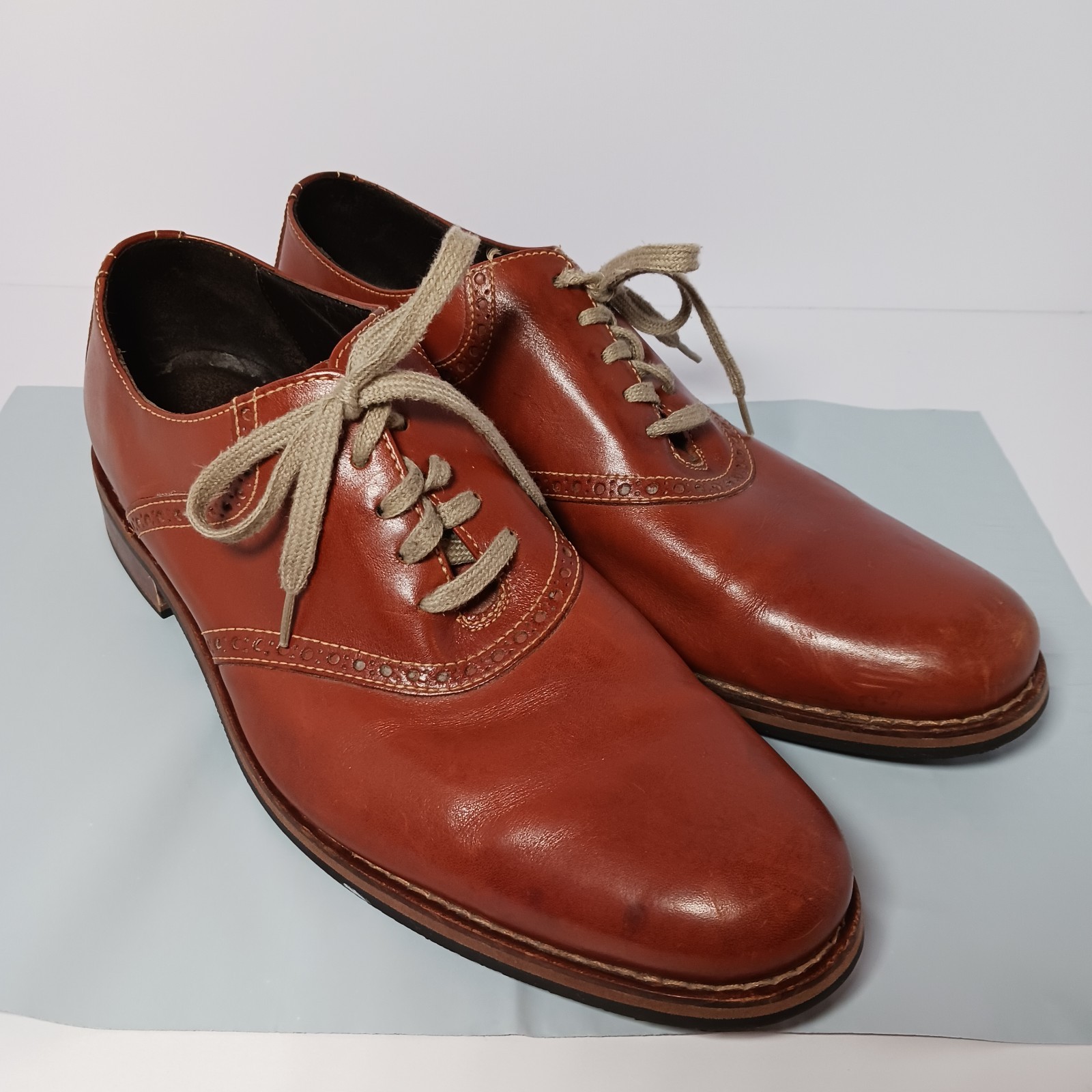 SAOLA Scarpe eleganti Cole Haan Drake C10509 uomo 12M pelle marrone punta alare Oxford derby
