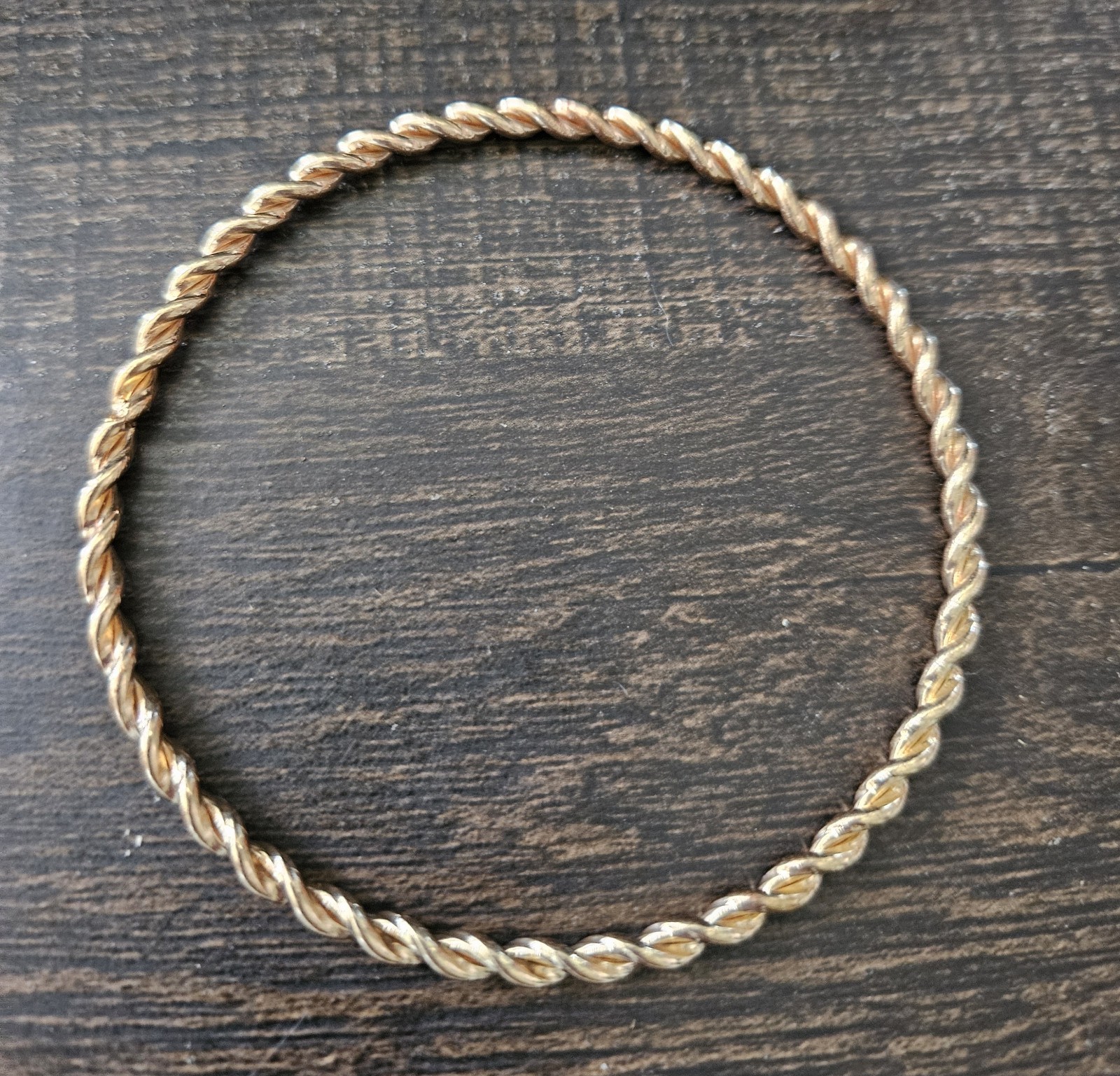 Twisted Gold-tone Rope Style Bangle Bracelet
