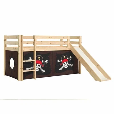Lit Enfant Surélevé Avec Toboggan "Pino Caribian Pirates" 90x200cm Naturel - Photo 1/2