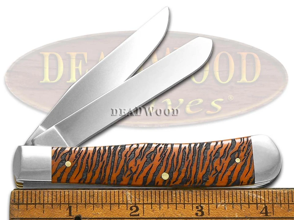Case xx Knives Trapper Tiger Stripe Persimmon Orange Bone 1/500 Pocket Knife - Image 3 of 4