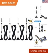 Dual Band Long Range Wifi Antenna 4-Pack , Eifagur 9Dbi 2.4GHZ 5GHZ 5.8GHZ RP-S