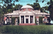 Monticello, Home Of Thomas Jefferson. 1940’s Hand Colored Postcard