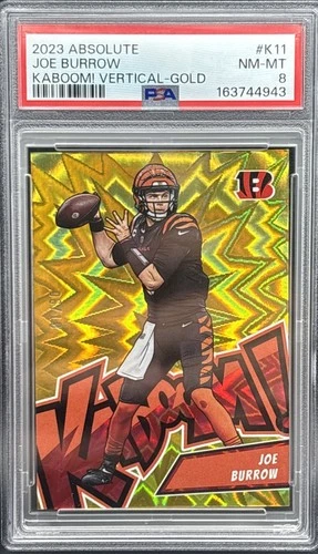 Joe Burrow 2023 Panini Absolute Kaboom! Vertical Gold /10 PSA 8 #K11 MF1