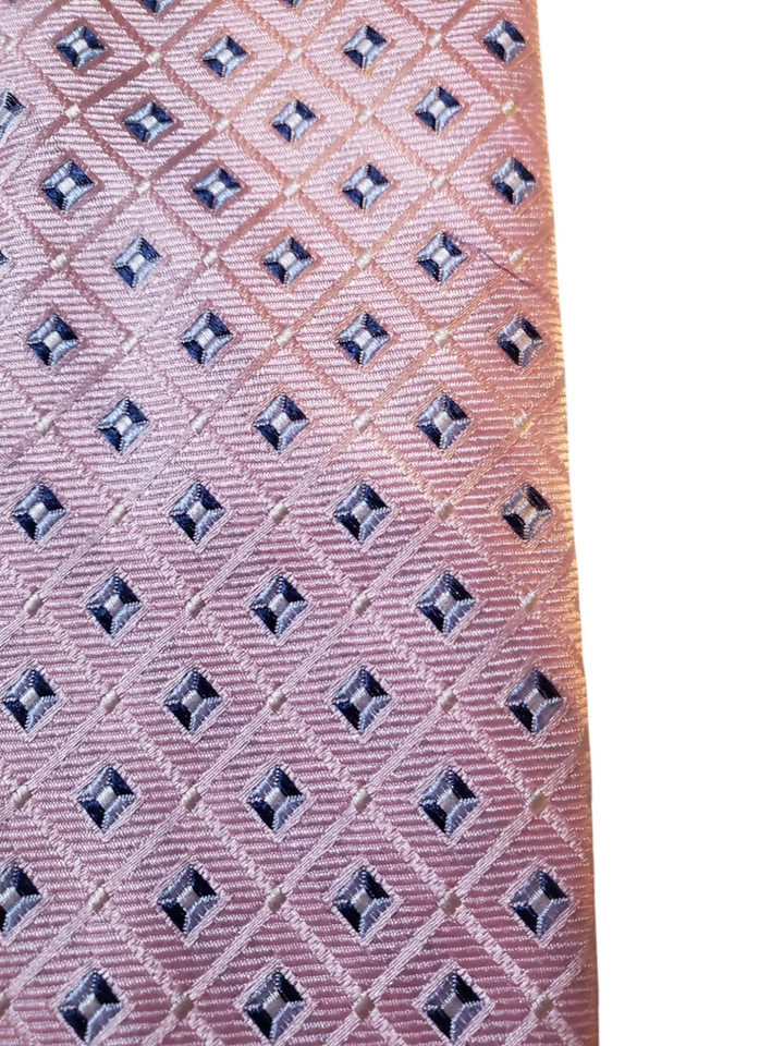 Gravata masculina Nautica designer luxo rosa azul geométrica igreja empresarial - Imagem 2 de 4