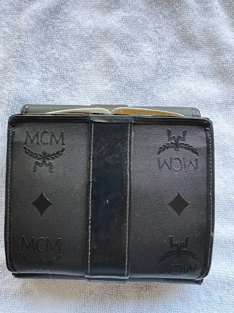 Vintage Authentic MCM Envelop Wallet/Checkbook Black Coated Convas - Image 2 of 4