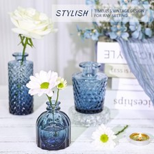 SUPMIND Glass Bud Vase Set of 12, Small Blue Flower Vases for Centerpieces |