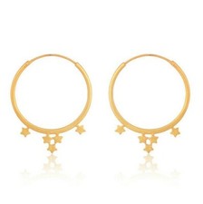 Handmade Yellow Gold Plated 925 Silver Star Design Hook Earrings Jewelry