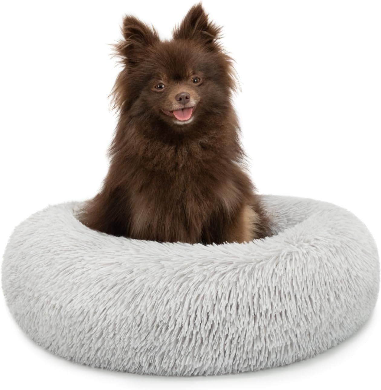 Cuscino Donut Grigio Chiaro per Gatti e Cani 40cm | Letto Rotondo Chic