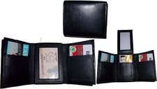 Man  s wallet Trifold Leather wallet ID window 2 bill pocket 9 card spaces new