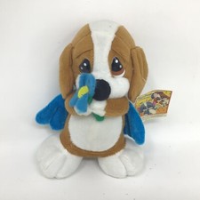 Sad Sam Blue Angel Wings Flower Plush Basset Hound Nanco Stuffed Dog Puppy 6.5"